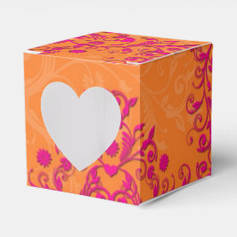 Mandarine Tango Pink und Orange Floral Damask Geschenkschachtel