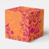 Mandarine Tango Pink und Orange Floral Damask Geschenkschachtel (Rückseite)
