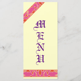 Mandarine Tango, Rosa, Damask Wedding Menu Menükarte