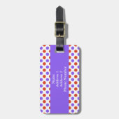 Mandarine Tango und Lila Polka Dots Gepäckanhänger (Vorderseite vertikal)