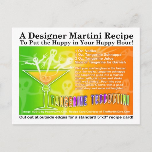 Mandarine Terror Halloween Martini Rezept Postkart Postkarte (Vorderseite)