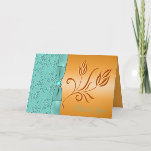 Mandarine und Aqua Jewele Danke-Card Dankeskarte (Vorderseite)