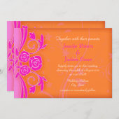 Mandarine und flammende Rose Moderne Hochzeiten la Einladung (Vorne/Hinten)