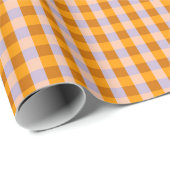 Mandarine und Lavendel-Gingham-Karo Geschenkpapier (Rolleneckpunkt)