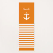 Mandarine und weiße Streifen Personalisiert Yogamatte (Vorderseite)