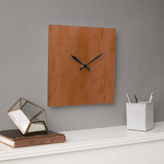 Mandarine Venezianisch Plaster Square Wallclock Quadratische Wanduhr