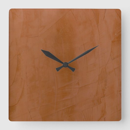 Mandarine Venezianisch Plaster Square Wallclock Quadratische Wanduhr (Vorderseite)