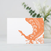 Mandarine Vintag Moderne Pfauenhochzeit RSVP (Stehend Vorderseite)