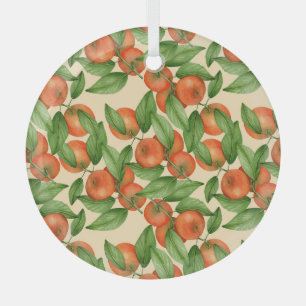 Mandarine Wasserfarbe, nahtlose Fruchtmuster. Ornament Aus Glas