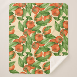 Mandarine Wasserfarbe, nahtlose Fruchtmuster. Sherpadecke