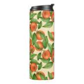 Mandarine Wasserfarbe, nahtlose Fruchtmuster. Thermosbecher (Nach links gedreht)