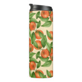 Mandarine Wasserfarbe, nahtlose Fruchtmuster. Thermosbecher (Nach rechts gedreht)