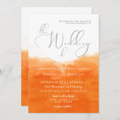 Mandarine Watercolor Hochzeit Einladung (Vorne/Hinten)