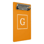 Mandarine Weißes Gerahmtes Anfangsmonogramm Mini Klemmbrett (Schrägansicht)