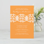 Mandarine & White Damask Bridal Dusche Einladung (Stehend Vorderseite)