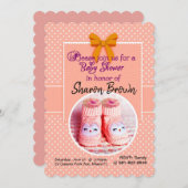 Mandarine & White Polka Dot Kinderdusche Einladung (Vorne/Hinten)