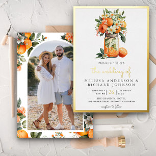 Mandarine Zitrus Orange Glas Einmachglas Hochzeit  Folieneinladung