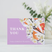 Mandarine Zitrusfrüchte blühende Branchen Wreath F Dankeskarte (Stehend Vorderseite)