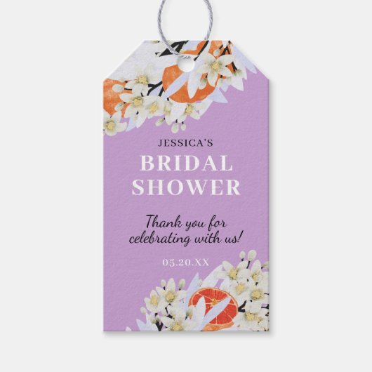 Mandarine Zitrusfrüchte blühende Branchen Wreath F Geschenkanhänger (Vorderseite)