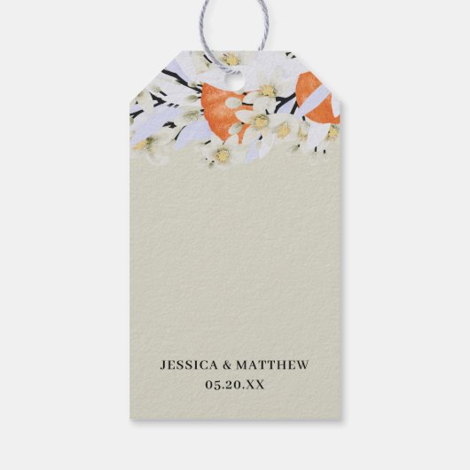 Mandarine Zitrusfrüchte blühende Branchen Wreath F Geschenkanhänger (Rückseite)