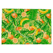 Mandarinen, Bananen und tropische Blätter Große Geschenktüte (Rückseite)