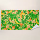 Mandarinen, Bananen und tropische Blätter Strandtuch (Vorderseite)