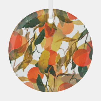 Mandarinen Baum: Juicy nahtlos Muster. Ornament Aus Glas
