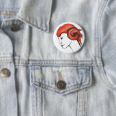 Mandarinen-Orange-Haarmädchen Original Kunstporträ Button (Beispiel)