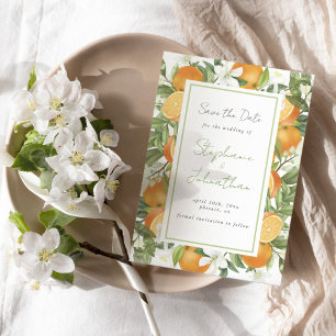 Mandarinen-Orangen-Wasserfarben-Hochzeit Termin v Save The Date