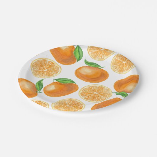 Mandarinen Pappteller (Schrägansicht)