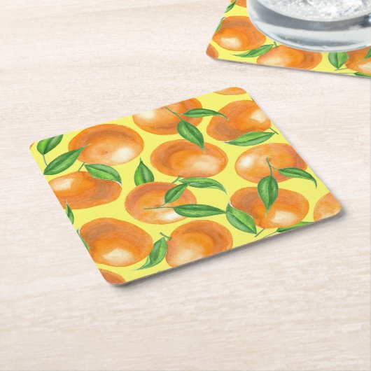 Mandarinen Rechteckiger Pappuntersetzer (angewinkelt)