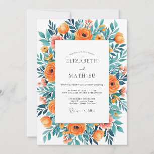Mandarinen Türkisfreudige Sommerhochzeit Einladung