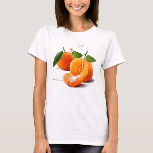 Mandarinen und Splash der Aquarellmalerei T-Shirt (Vorderseite)