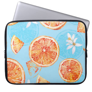 Mandarinen Wasserfarbe: Blue Luxurious Stoff Laptopschutzhülle