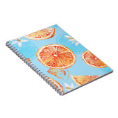 Mandarinen Wasserfarbe: Blue Luxurious Stoff Notizblock (Rechte Seite)
