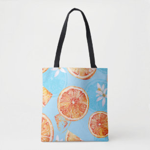 Mandarinen Wasserfarbe: Blue Luxurious Stoff Tasche