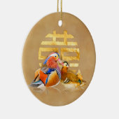 Mandarinenducks und Doppelglückssymbol Keramik Ornament (Rechts)