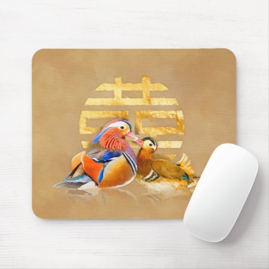 Mandarinenducks und Doppelglückssymbol Mousepad (Mit Mouse)