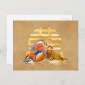 Mandarinenducks und Doppelglückssymbol Postkarte (Vorne/Hinten)