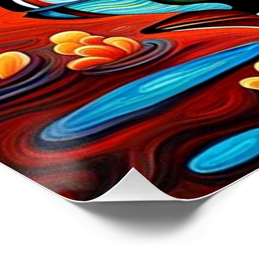 Mandarinenenten bei Sonnenuntergang Poster (Ecke)