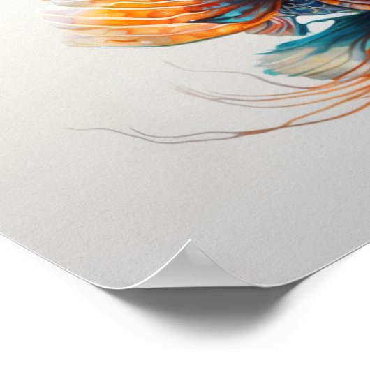 Mandarinenfisch in Aquarellposter Poster (Ecke)