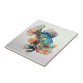 Mandarinenfisch, Wasserfarbe, Keramik Fliese (Seite)