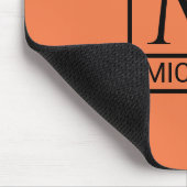 Mandarinenorange-Mauspad mit Initiale & Name Mousepad (Ecke)