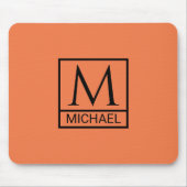 Mandarinenorange-Mauspad mit Initiale & Name Mousepad (Vorne)