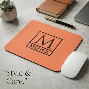 Mandarinenorange-Mauspad mit Initiale & Name Mousepad