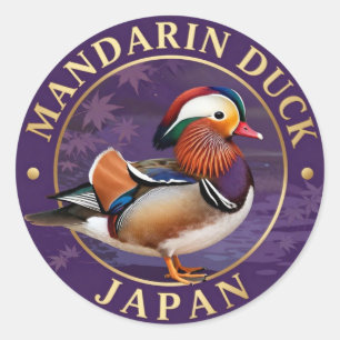 🦆 Mandarinente Japanische Tierwelt Runder Aufkleber