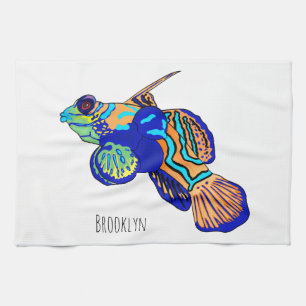 Mandarinfish cartoon illustration geschirrtuch