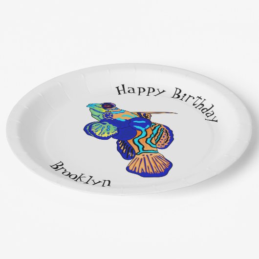 Mandarinfish Cartoon Illustration Pappteller (Schrägansicht)