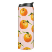 Mandarins Leaf Pink Nahtloses Muster Thermosbecher (Nach links gedreht)