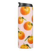Mandarins Leaf Pink Nahtloses Muster Thermosbecher (Nach rechts gedreht)